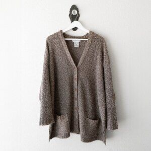 Vintage Victoria Jones Size 2X Wool Blend Marled Cardigan Sweater with Pockets